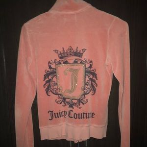 Juicy Couture peach velour zip up track jacket